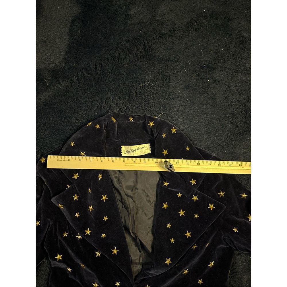 Vintage 1960s Union Made Saks Fifth Ave Blue Velour Star All Over Blazer Jacket - Picture 10 of 10